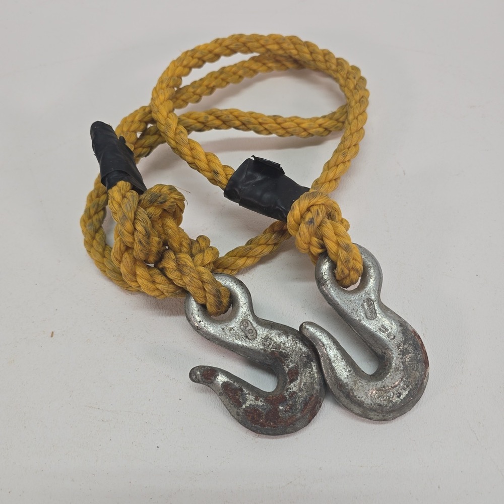 4' x 5/8" 6000 lbs Yellow Nylon Tow Rope Strap‎ w/Steel Forged Hooks